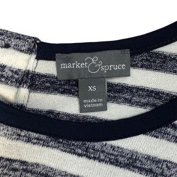 Market & Spruce T-Shit Dress Womens Sz XS Blue/White Striped SS Crew Neck Mini - Picture 8 of 10